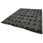 240x299 cm Geometrik Halı Siyah Geometrik Yün El Dokuma Modern Geometrik Etnik Eskitme Desenli Boho Oturma Odası Salon Yolluk Koridor Mutfak Halısı