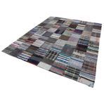 240x300 cm Kırk Yama Gri Yama Pamuklu Yün El Dokuma Modern Geometrik Etnik Eskitme Desenli Boho Oturma Odası Salon Yolluk Koridor Mutfak Halısı