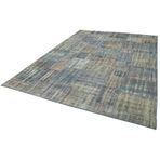 240x333 cm Kırk Yama Mavi Yama Pamuklu Yün El Dokuma Modern Geometrik Etnik Eskitme Desenli Boho Oturma Odası Salon Yolluk Koridor Mutfak Halısı