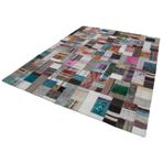 241x310 cm Kırk Yama Gri Kırk Yama Pamuklu Yün El Dokuma Modern Geometrik Etnik Eskitme Desenli Boho Oturma Odası Salon Yolluk Koridor Mutfak Halısı