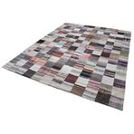 242x300 cm Kırk Yama Gri Yama Pamuklu Yün El Dokuma Modern Geometrik Etnik Eskitme Desenli Boho Oturma Odası Salon Yolluk Koridor Mutfak Halısı