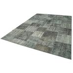 245x346 cm Kırk Yama Gri Yama Pamuklu Yün El Dokuma Modern Geometrik Etnik Eskitme Desenli Boho Oturma Odası Salon Yolluk Koridor Mutfak Halısı