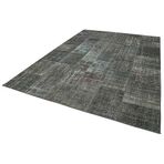 246x350 cm Kırk Yama Gri Yama Pamuklu Yün El Dokuma Modern Geometrik Etnik Eskitme Desenli Boho Oturma Odası Salon Yolluk Koridor Mutfak Halısı