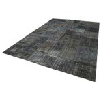 247x351 cm Kırk Yama Gri Yama Pamuklu Yün El Dokuma Modern Geometrik Etnik Eskitme Desenli Boho Oturma Odası Salon Yolluk Koridor Mutfak Halısı