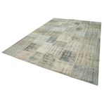 247x352 cm Kırk Yama Yeşil Yama Pamuklu Yün El Dokuma Modern Geometrik Etnik Eskitme Desenli Boho Oturma Odası Salon Yolluk Koridor Mutfak Halısı