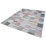 248x307 cm Kırk Yama Gri Yama Pamuklu Yün El Dokuma Modern Geometrik Etnik Eskitme Desenli Boho Oturma Odası Salon Yolluk Koridor Mutfak Halısı