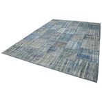248x348 cm Kırk Yama Mavi Yama Pamuklu Yün El Dokuma Modern Geometrik Etnik Eskitme Desenli Boho Oturma Odası Salon Yolluk Koridor Mutfak Halısı