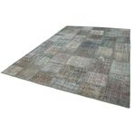 248x349 cm Kırk Yama Gri Yama Pamuklu Yün El Dokuma Modern Geometrik Etnik Eskitme Desenli Boho Oturma Odası Salon Yolluk Koridor Mutfak Halısı