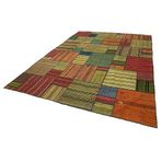 248x351 cm Kırk Yama Sarı Yama Pamuklu Yün El Dokuma Modern Geometrik Etnik Eskitme Desenli Boho Oturma Odası Salon Yolluk Koridor Mutfak Halısı