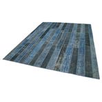 249x307 cm Kırk Yama Mavi Yama Pamuklu Yün El Dokuma Modern Geometrik Etnik Eskitme Desenli Boho Oturma Odası Salon Yolluk Koridor Mutfak Halısı