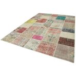 249x351 cm Kırk Yama Bej Yama Pamuklu Yün El Dokuma Modern Geometrik Etnik Eskitme Desenli Boho Oturma Odası Salon Yolluk Koridor Mutfak Halısı