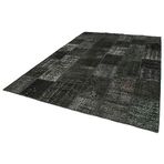 249x353 cm Kırk Yama Siyah Yama Pamuklu Yün El Dokuma Modern Geometrik Etnik Eskitme Desenli Boho Oturma Odası Salon Yolluk Koridor Mutfak Halısı