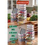 24'Lü Set Dikdörtgen Mikrodalga & Difriz Uyumlu Saklama Kabı X8 0,75 Lt/1 Lt/1,5 Lt