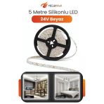 24V Dış Mekan M/60 2835 Beyaz Led Şerit – 5 Metre, Kesilebilir Ve Eklenebilir Vitrin
