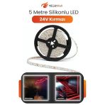 24V Dış Mekan M/60 2835 Kırmızı Led Şerit – 5 Metre, Kesilebilir Ve Eklenebilir Vitrin