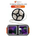 24V Dış Mekan M/60 2835 Mor Led Şerit – 5 Metre, Kesilebilir Ve Eklenebilir Vitrin