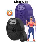 25 + 35 Kg 2'Li Set Barfiks Lastiği Gym Resistance Band Antrenman Kas Geliştirme Bandı
