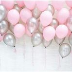 25 Ad Metalik Sedefli (Şeker Pembe-Gümüş Gri) Balon Helyumla Uçan
