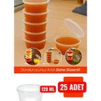 25 Adet 120 cc Kapaklı Sızdırmaz Sos Kabı,et Suyu, Tavuk Suyu,bulyonluk,derin Dondurucuya Girer - 120 ml
