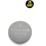 25 Adet 3 Volt CR2016 Lityum Para Pil (DL2016 Cr 2016 Bios-Kepenk-Kumanda Terazi Düğme Lithum Pili)