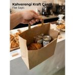 25 Adet Kahverengi Kraft Kağıt Çanta 28X16x29 Cm Flat Saplı