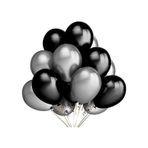 25 Adet Metalik Sedefli Siyah-Gümüş Gri Karışık Balon Helyumla