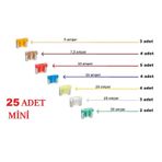 25 Adet Mini Oto Bıçak Sigorta, Yassı