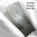 25 Adet Yassı Mangal Şişi,domates Sebze Patlıcan Tavuk Kanat Şişi