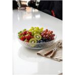 25 cm Çizgili Cam Sunum Kasesi - Büyük Boy Modern Meyvelik ve Salata Kasesi Şık Tasarım
