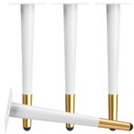 25 cm Metal Mobilya Ayakları ve Konik Yedek Ayaklar Modern Dolaplar için Vidalar Şifonyer Komidin TV Sehpaları - 4'lü Set Beyaz Altın