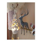 25 CM Yılbaşı Geyik Figürü ve Yılbaşı Ağacı Led Işıklı 2 li Set LED MUM DAHİLDİR