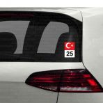 25 Erzurum Ayyıldızlı Tr İl Plaka Kodu 2 Adet Yapışkanlı Araba Motosiklet Kask Laptop Pc Dolap Cam Uyumlu