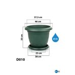 25 Litre Damla Desenli Yeşil Renk Mat Plastik Büyük Boy Yuvarlak Saksı Tabaklı