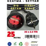 25 Metre Dış Ortam Spiral Zırhlı Uzatma Kablosu - G3X2.5 Kablo Kesiti - Siyah