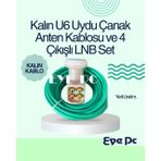 25 Metre Yeşil Dış Ortam Yeşil Kalın Uydu Anten Çanak Kablosu RG6 U6 / 4 Lü Lnb 4k 3d Hd Uyumlu Elembi