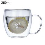 250 ML Çift Cidarlı Cam Çay Kahve Süt Kupa Bardak Borosilikat Cam Şarap