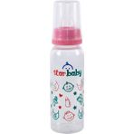 250 ml Pembe Biberon, Güvenli ve Şık Tasarım - Ahşap - Bej