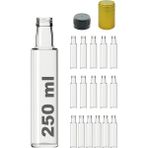 250 ml Şeffaf Dorika Kilitli Kapaklı ve Kapüşonlu Boş Cam Şişe 16 Adet