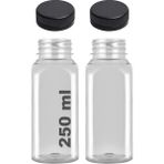 250 ml Smoothie Detoks Şişesi 250 cc Şeffaf Plastik Şişe Detox Köşeli Dondurucuya Uygun - 2 Adet