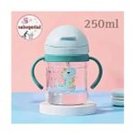 250ML Figürlü Pipeti Suluk Bebek Matara Sevimli Su Şişesi Bebek Pipetli Biberon Matara - Yeşil