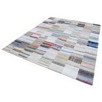 250x298 cm Kırk Yama Gri Yama Pamuklu Yün El Dokuma Modern Geometrik Etnik Eskitme Desenli Boho Oturma Odası Salon Yolluk Koridor Mutfak Halısı