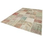 250x350 cm Kırk Yama Bej Yama Pamuklu Yün El Dokuma Modern Geometrik Etnik Eskitme Desenli Boho Oturma Odası Salon Yolluk Koridor Mutfak Halısı