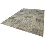250x350 cm Kırk Yama Gri Yama Pamuklu Yün El Dokuma Modern Geometrik Etnik Eskitme Desenli Boho Oturma Odası Salon Yolluk Koridor Mutfak Halısı