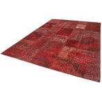 250x350 cm Kırk Yama Kırmızı Yama Pamuklu Yün El Dokuma Modern Geometrik Etnik Eskitme Desenli Boho Oturma Odası Salon Yolluk Koridor Mutfak Halısı