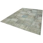 250x350 cm Kırk Yama Mavi Yama Pamuklu Yün El Dokuma Modern Geometrik Etnik Eskitme Desenli Boho Oturma Odası Salon Yolluk Koridor Mutfak Halısı
