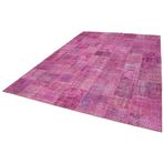 250x350 cm Kırk Yama Pembe Yama Pamuklu Yün El Dokuma Modern Geometrik Etnik Eskitme Desenli Boho Oturma Odası Salon Yolluk Koridor Mutfak Halısı