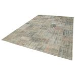 250x352 cm Kırk Yama Gri Yama Pamuklu Yün El Dokuma Modern Geometrik Etnik Eskitme Desenli Boho Oturma Odası Salon Yolluk Koridor Mutfak Halısı