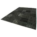 250x352 cm Kırk Yama Siyah Yama Pamuklu Yün El Dokuma Modern Geometrik Etnik Eskitme Desenli Boho Oturma Odası Salon Yolluk Koridor Mutfak Halısı