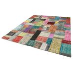251x305 cm Kırk Yama Pembe Yama Pamuklu Yün El Dokuma Modern Geometrik Etnik Eskitme Desenli Boho Oturma Odası Salon Yolluk Koridor Mutfak Halısı