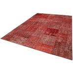 251x352 cm Kırk Yama Kırmızı Yama Pamuklu Yün El Dokuma Modern Geometrik Etnik Eskitme Desenli Boho Oturma Odası Salon Yolluk Koridor Mutfak Halısı